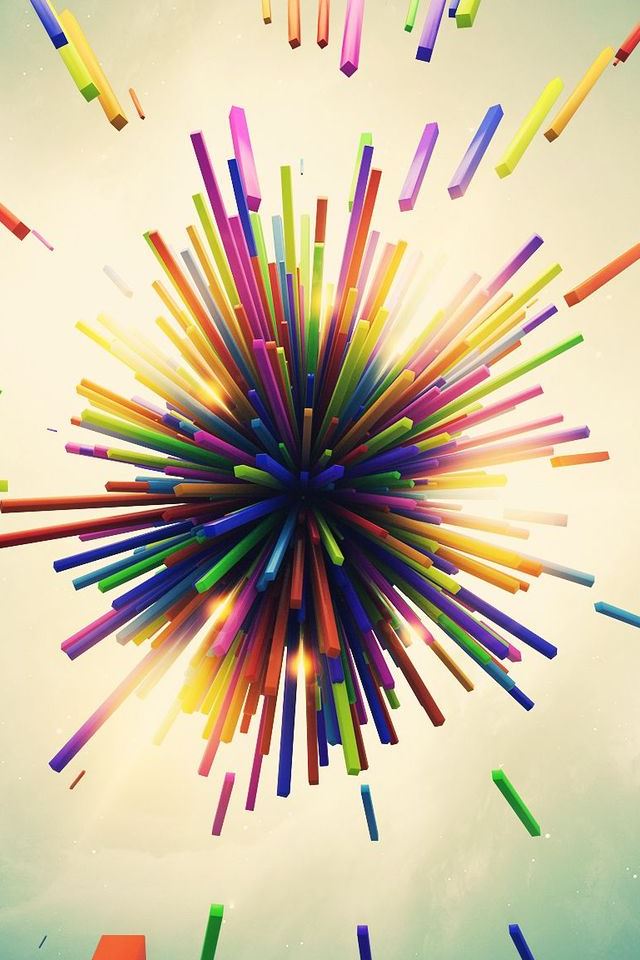 640x960 Color Explosion 3D - line iPhone 4s Wallpaper