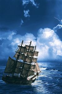 Sailing Ship In Storm wallpaper