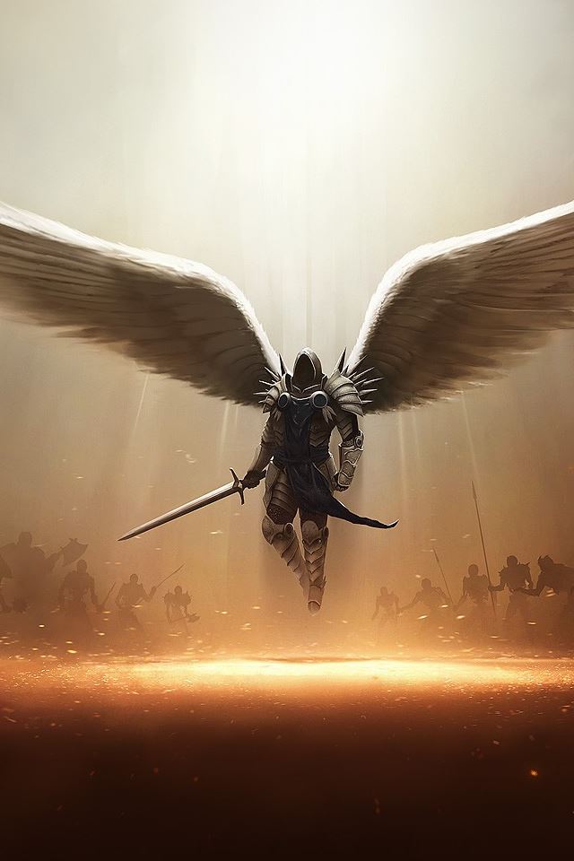 640x960 Archangel Tyrael Diablo III PC - black iPhone 4s Wallpaper