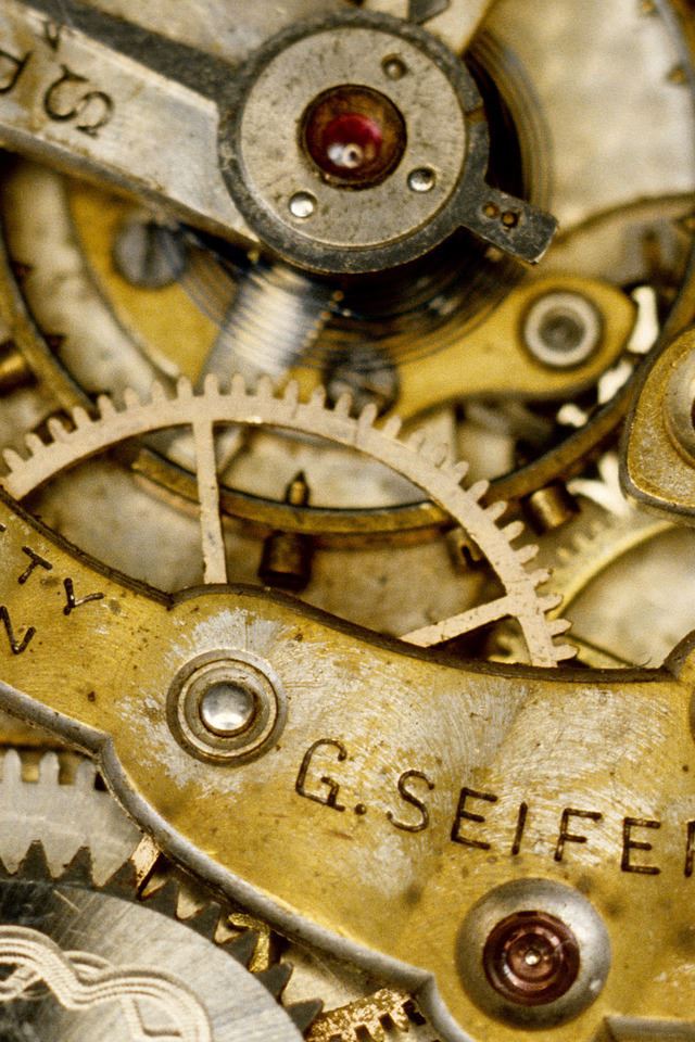 640x960 Watch Mechanism - brown iPhone 4s Wallpaper