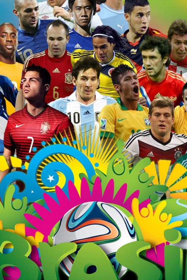640x960 Brazil 2014 World Cup Football Stars -  iPhone 4s Wallpaper