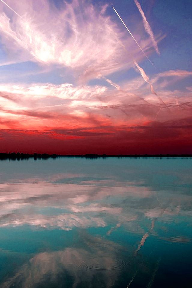 640x960 Clear Red Sky - reflection iPhone 4s Wallpaper