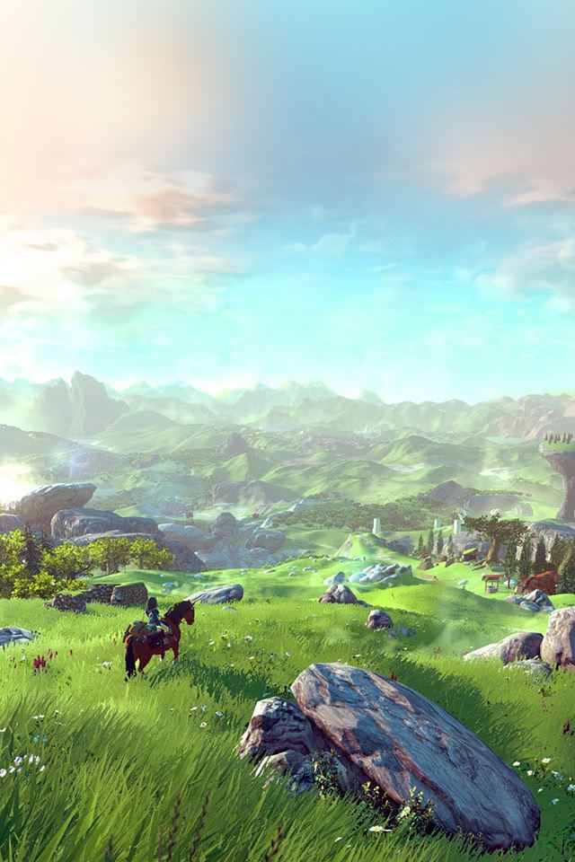 640x960 Legend Of Zelda Green Field - orange iPhone 4s Wallpaper