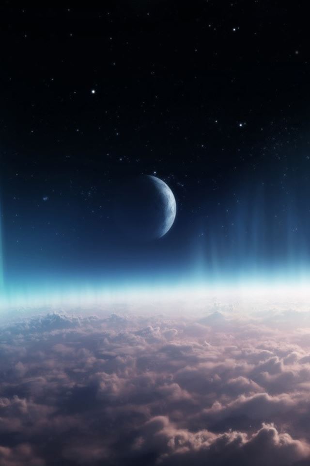 640x960 Moon Over The Clouds - moon iPhone 4s Wallpaper
