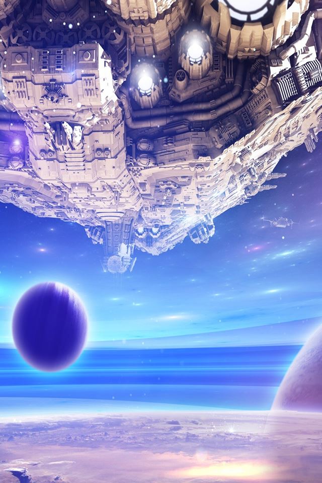 640x960 Universe Ship In Outer Space - moon iPhone 4s Wallpaper