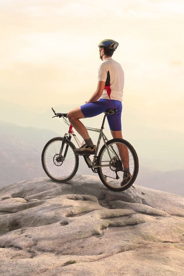 640x960 Riding Bike On The Mountain -  iPhone 4s Wallpaper