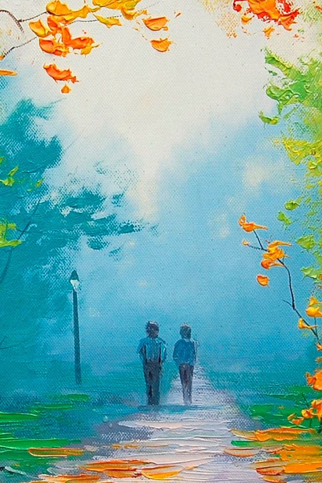 640x960 Autumn Stroll  - background iPhone 4s Wallpaper