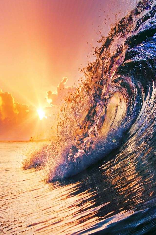 Surging Wave Under Sunrise iPhone 4s wallpaper 