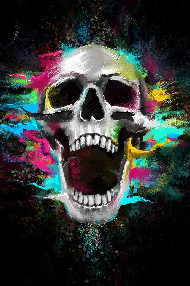 640x960 Crazy Shouting Skull - gray iPhone 4s Wallpaper