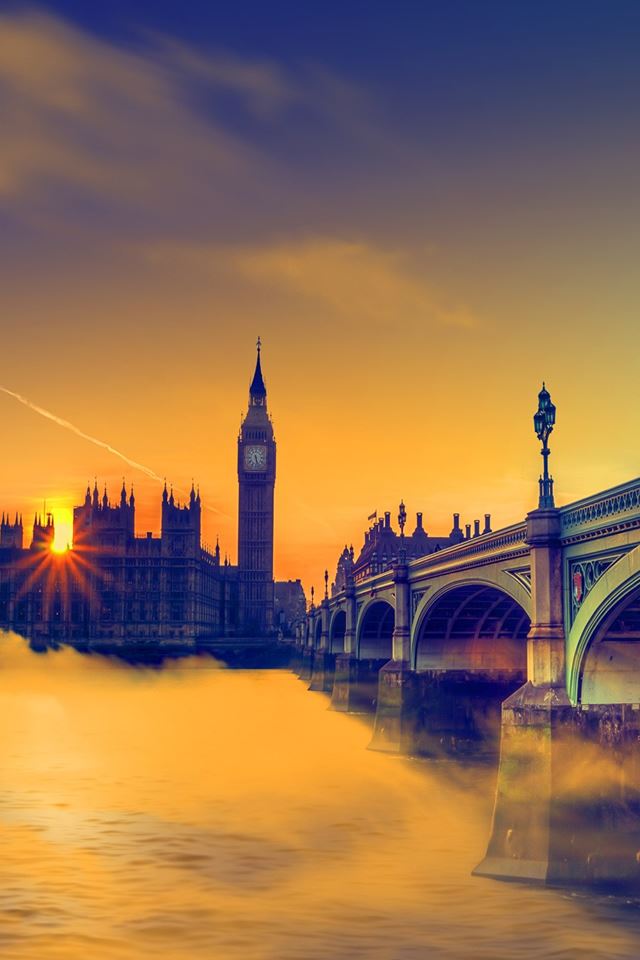 640x960 UK Big Ben Bridge - sunset iPhone 4s Wallpaper