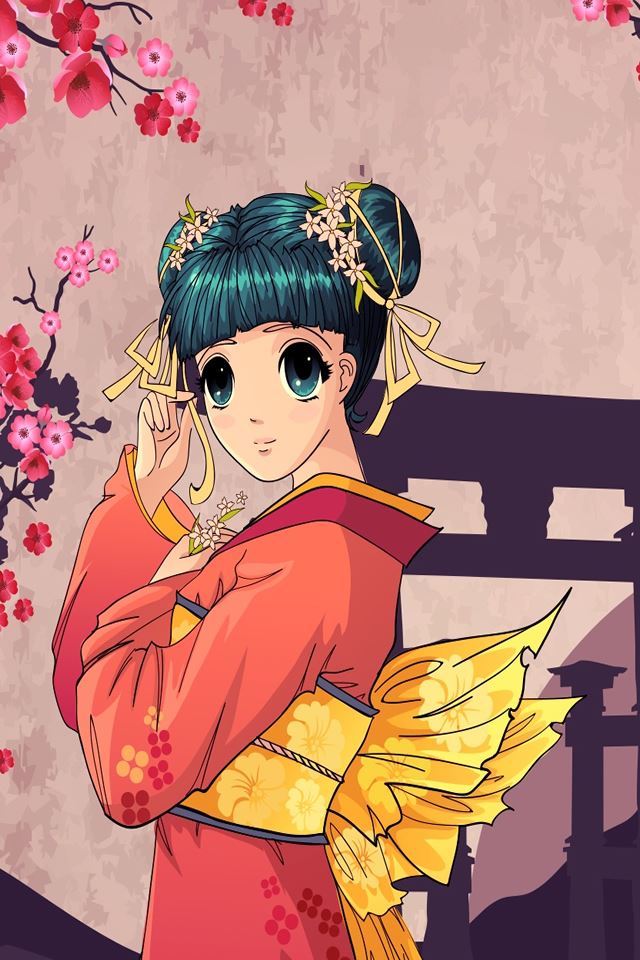 640x960 Anime Cherry Girl - cherry iPhone 4s Wallpaper