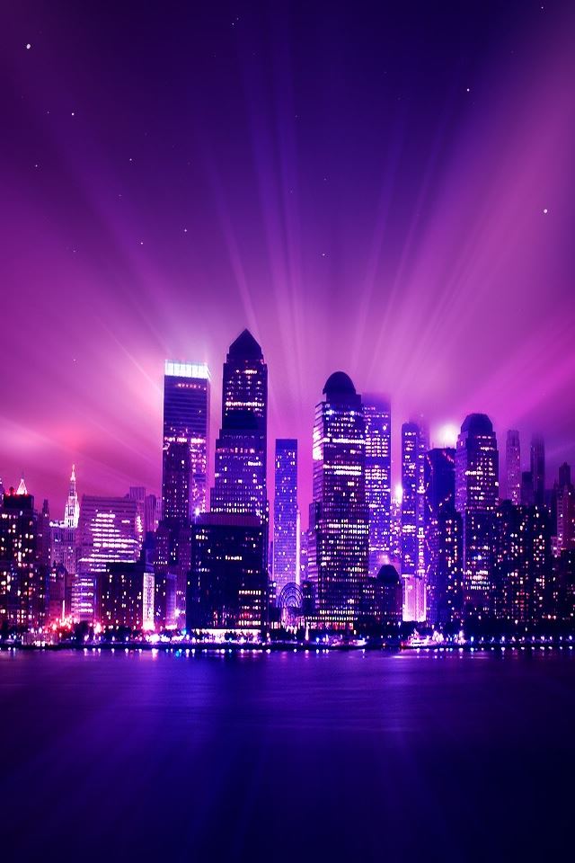 640x960 Purple Shiny Night City - city iPhone 4s Wallpaper