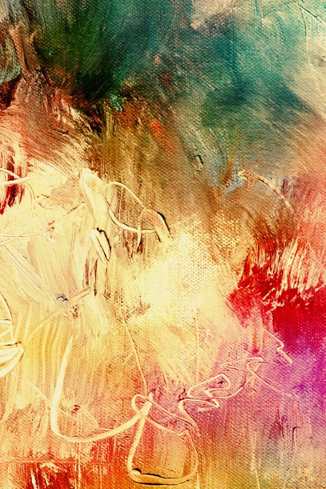 640x960 Vintage Colorful Painting Wall - cyan iPhone 4s Wallpaper