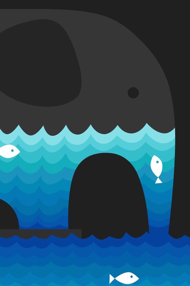 640x960 Abstract Elephant And Fish - elephant iPhone 4s Wallpaper