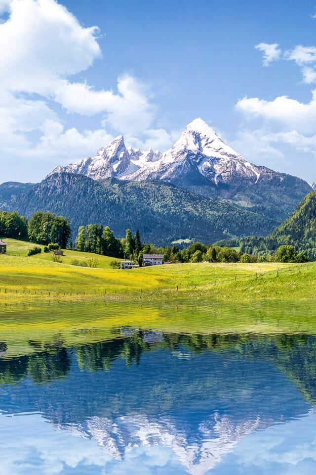 640x960 Clean Mountain Lake Reflection - cyan iPhone 4s Wallpaper