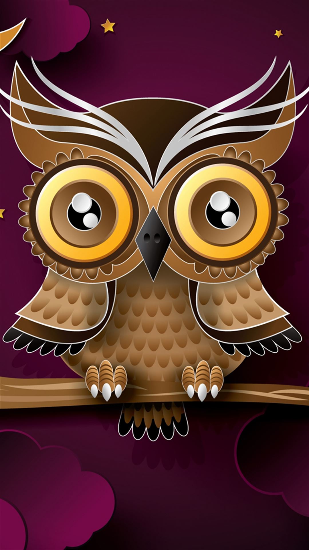 Owl Bird Art Branch iPhone 4s wallpaper 