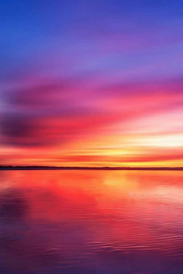 640x960 Burning Lake Sky Reflection - orange iPhone 4s Wallpaper