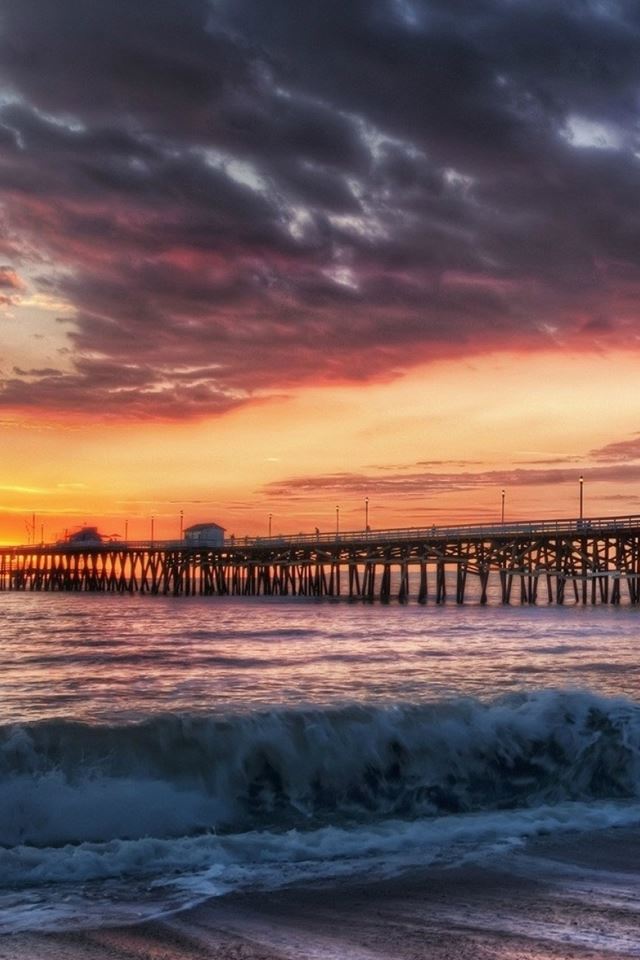 640x960 California Beach Dock Sunset - sunset iPhone 4s Wallpaper