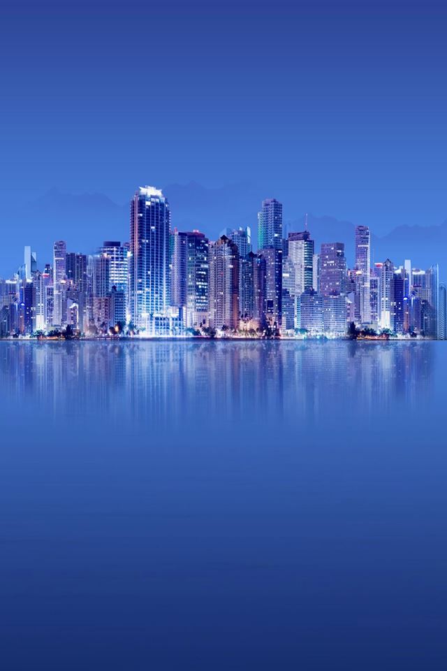 640x960 Nature Skyscrapers Calm Sea - pure iPhone 4s Wallpaper