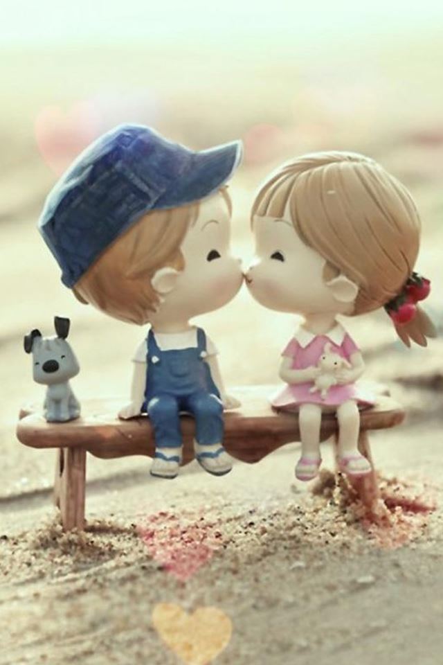 Cartoon Sweet Lover Couple iPhone 4s Wallpapers Free Download