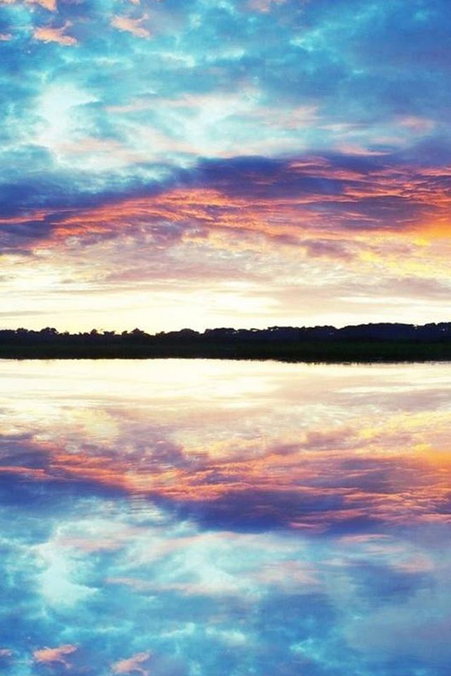 Nature Sunset Lake Reflection iPhone 4s wallpaper 