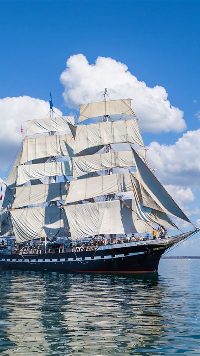 640x960 Ship Sea Sky Sail Wave - brown iPhone 4s Wallpaper