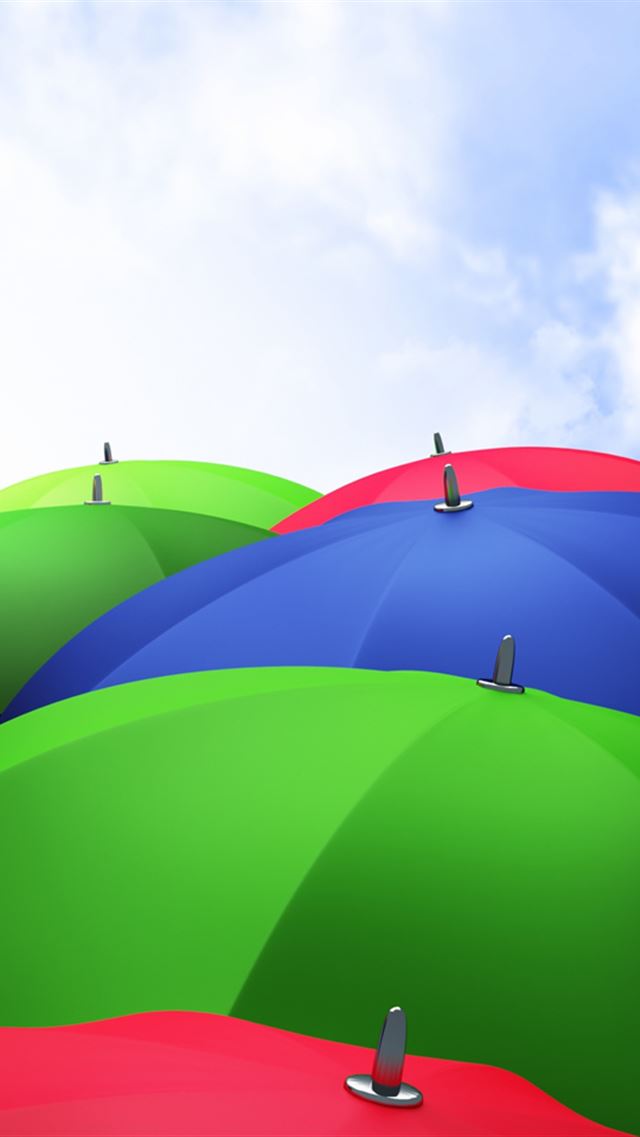 640x960 Umbrella 3D Sky Clouds Colorful - colorful iPhone 4s Wallpaper