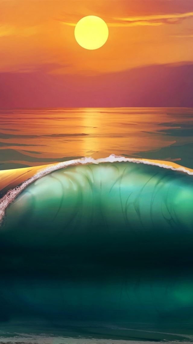 640x960 Art Sunset Beach Sea Wave - sunset iPhone 4s Wallpaper
