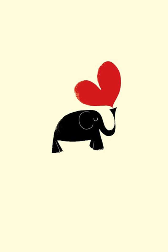 640x960 Love Heart Elephant Background - elephant iPhone 4s Wallpaper