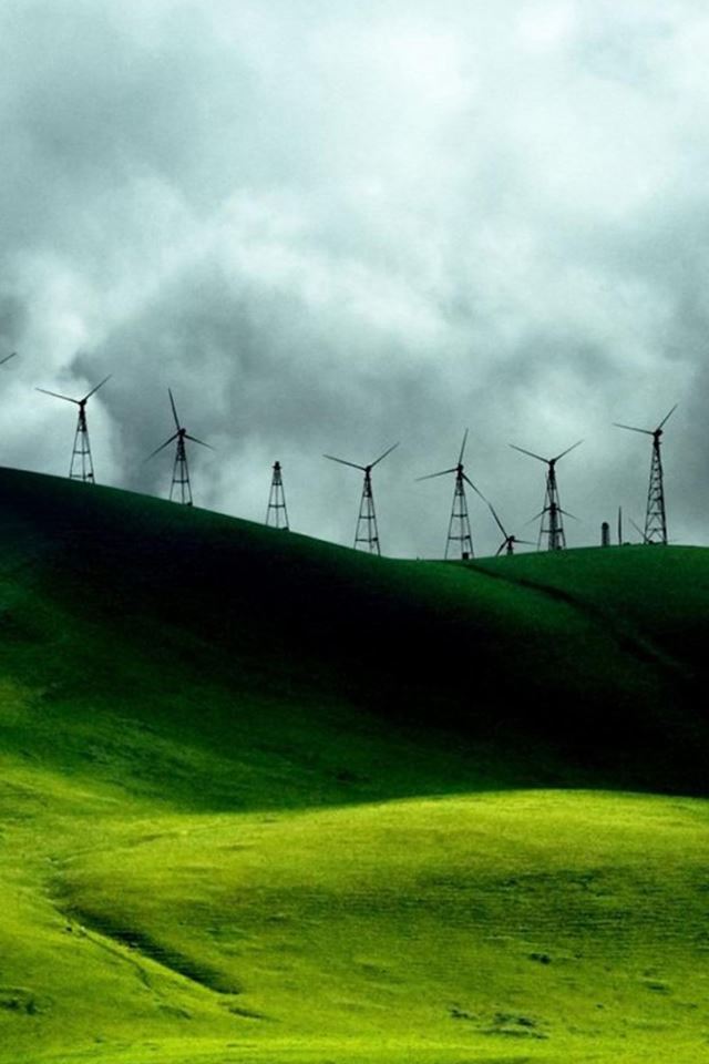 640x960 Nature Windmill  Hill Landscape - windmill iPhone 4s Wallpaper