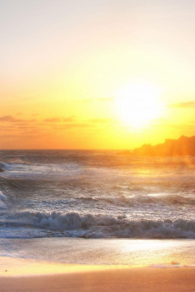 640x960 Nature Rough Sea Beach Shining Sun - sunshine iPhone 4s Wallpaper