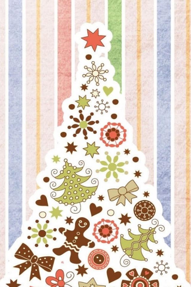 640x960 Abstract Christmas Tree Decorations Background -  iPhone 4s Wallpaper