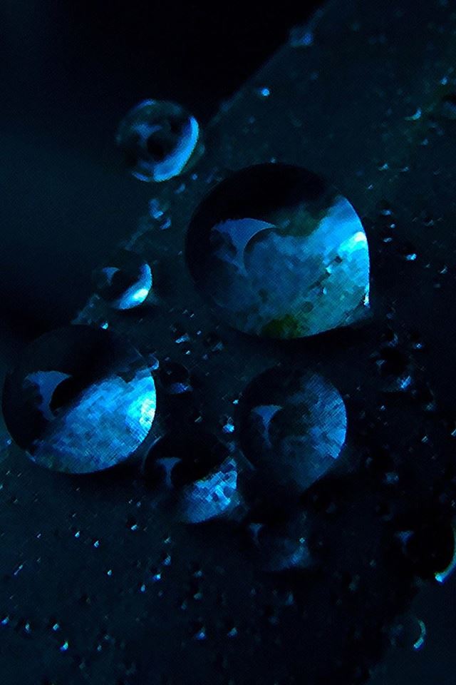 640x960 Macro Water Drops Dark Blue Grass - macro iPhone 4s Wallpaper