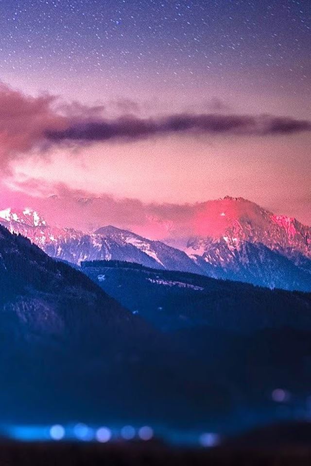 640x960 Snowy Mountain Range Stars Tilt Shift - brown iPhone 4s Wallpaper