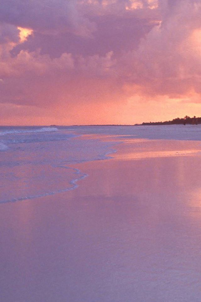 Dreamy Pink Beach Landscape iPhone 4s wallpaper 