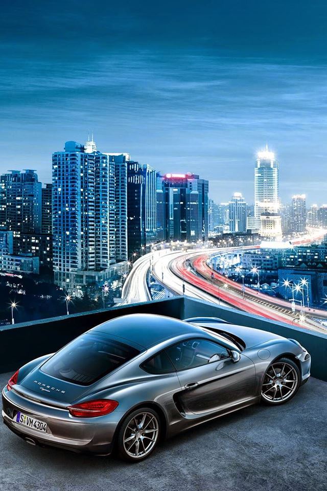 640x960 Porsche Cayman City View - brown iPhone 4s Wallpaper