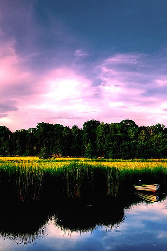 640x960 Mystery Calm Lake Reflection Forest Landscape - brown iPhone 4s Wallpaper