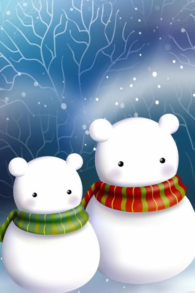 640x960 Cute Snow Bear In Scarf - cute iPhone 4s Wallpaper