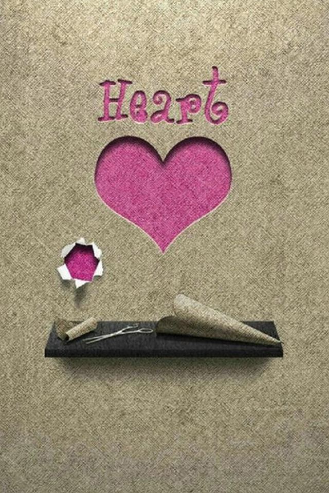 640x960 Paper Pink Love Heart Cutting Artwork - paper iPhone 4s Wallpaper