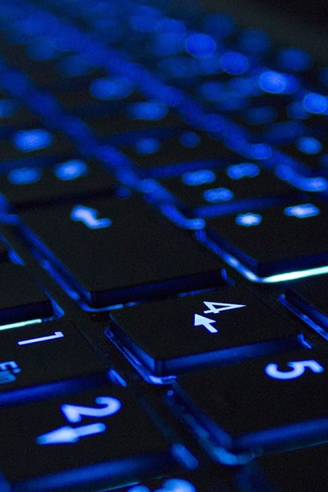 640x960 Blue Neon Illuminated Computer Keyboard - computer iPhone 4s Wallpaper
