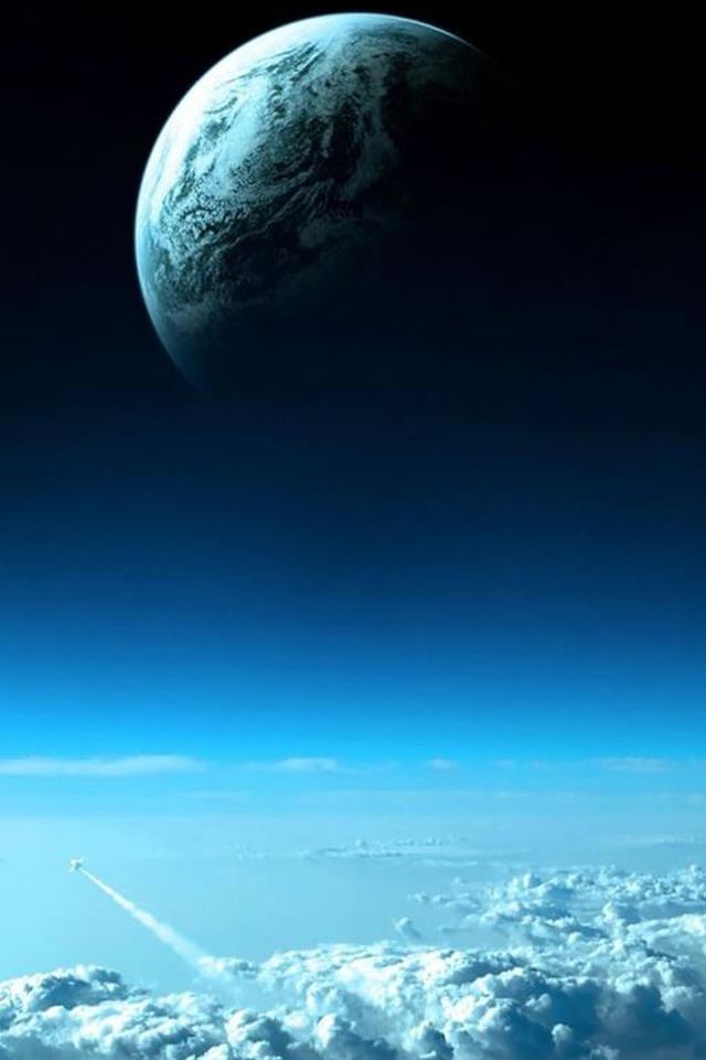 640x960 Beautiful Blue Cloudy Space - brown iPhone 4s Wallpaper