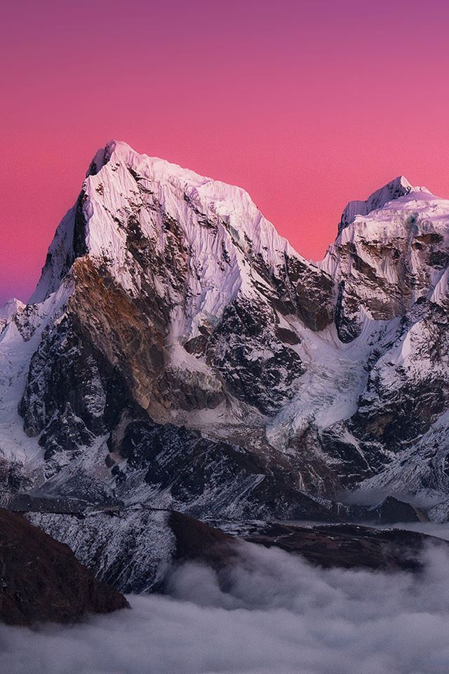 640x960 Snowy Mountains Red Skyscape - brown iPhone 4s Wallpaper