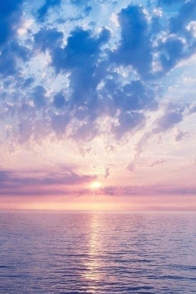 640x960 Nature Fantasy Purple Sunrise Scene Over Sea - ocean iPhone 4s Wallpaper
