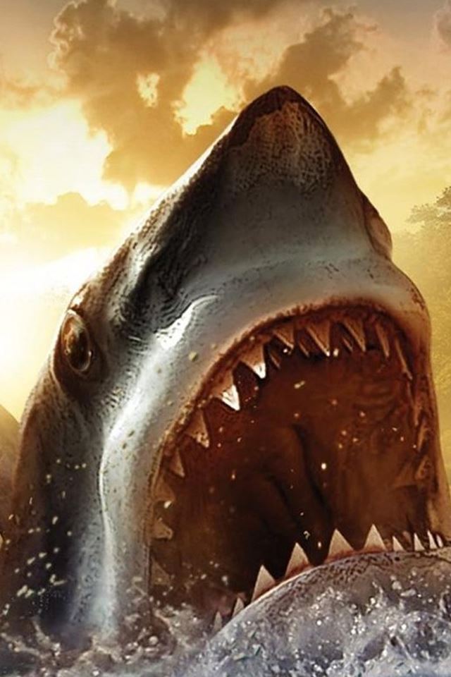 640x960 Ocean Shark Big Mounth Painting - brown iPhone 4s Wallpaper