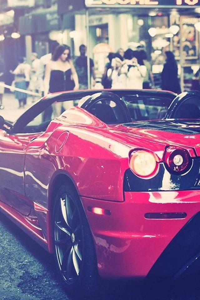 Street Cornor Luxury Modern Red Racing Car iPhone 4s wallpaper 