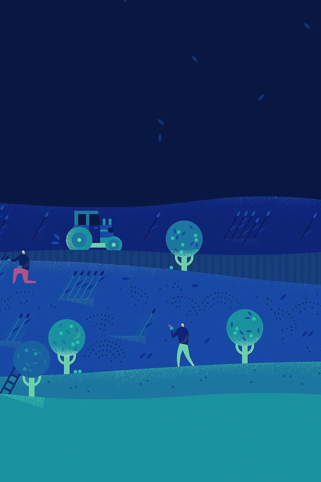640x960 Google Lolipop October Night Illustration Art - google iPhone 4s Wallpaper