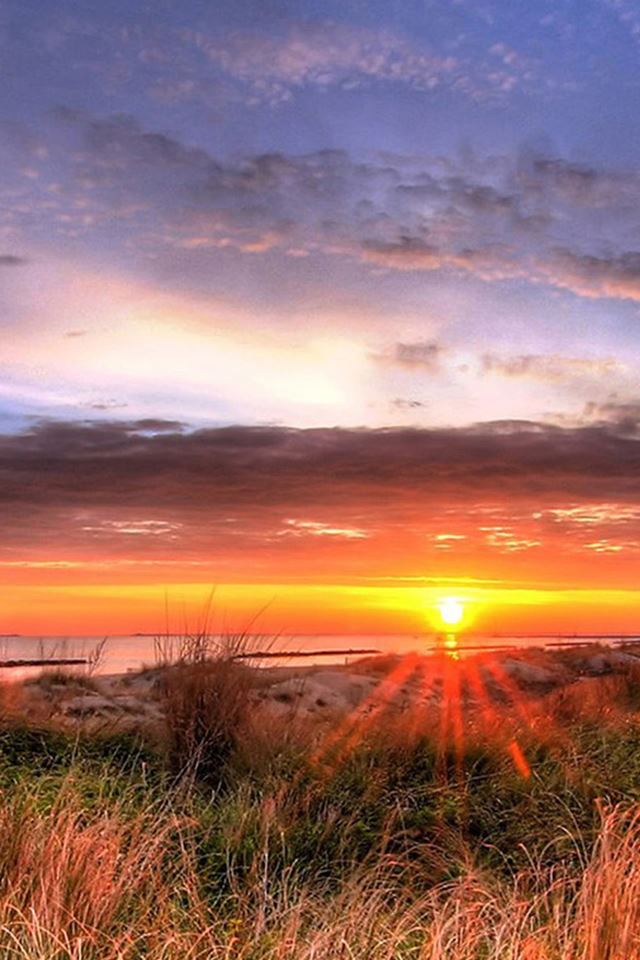 640x960 Brilliant Sunset Over Sea Beach Skyscape - beach iPhone 4s Wallpaper