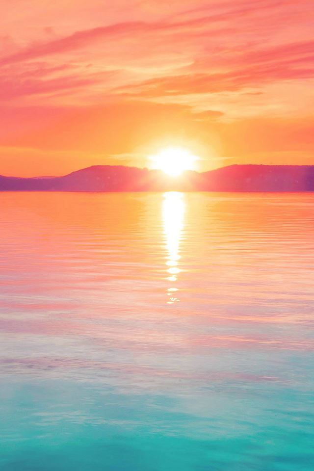 Sunset Night Lake Water Sky Red Flare iPhone 4s wallpaper 