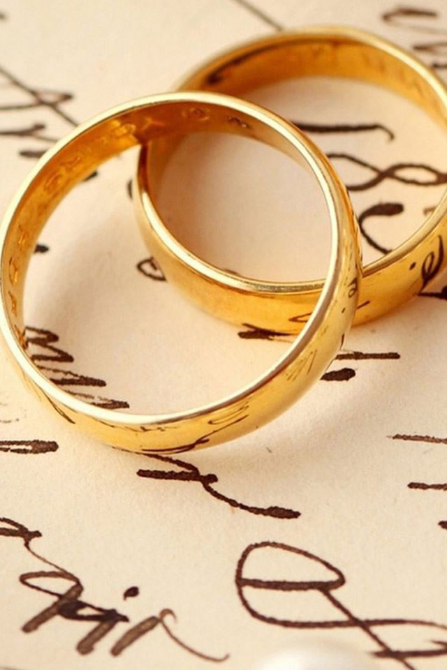 640x960 Love Romance Ring Pair On Book - text iPhone 4s Wallpaper