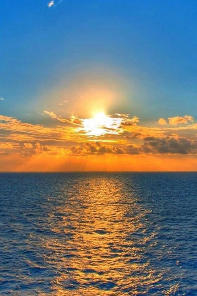 640x960 Nature Fantasy Sunrise Over Ocean Art Drawn - art iPhone 4s Wallpaper